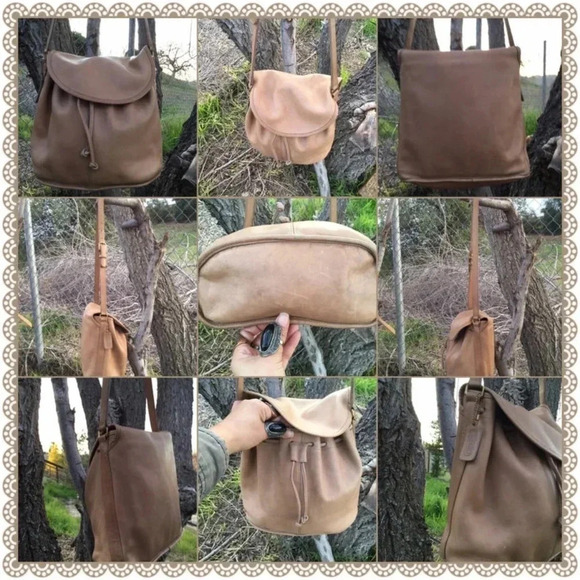 COACH | Camel Gold Beige Natural Leather Bucket Drawstring RARE Crossbody Bag - Picture 8 of 11